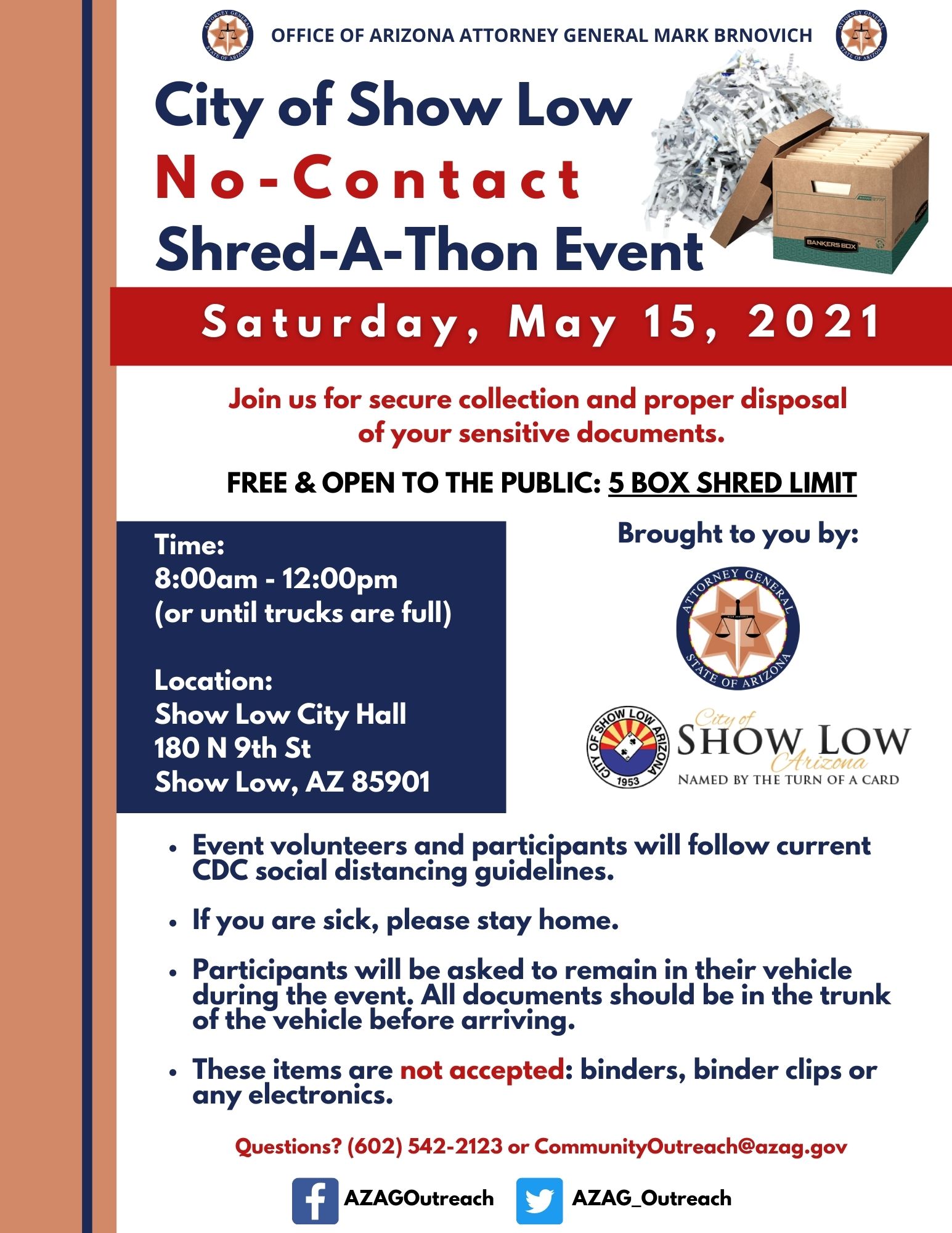 Free ShredAThon in Show Low this Saturday Arizona Attorney General